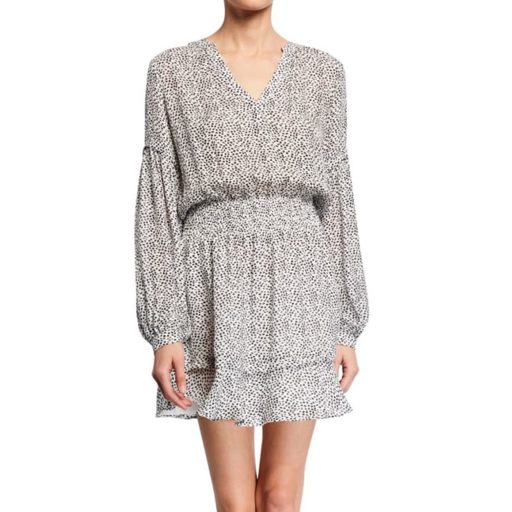 Parker Tyler Spotted V-Neck Long Sleeve Blouson Dress